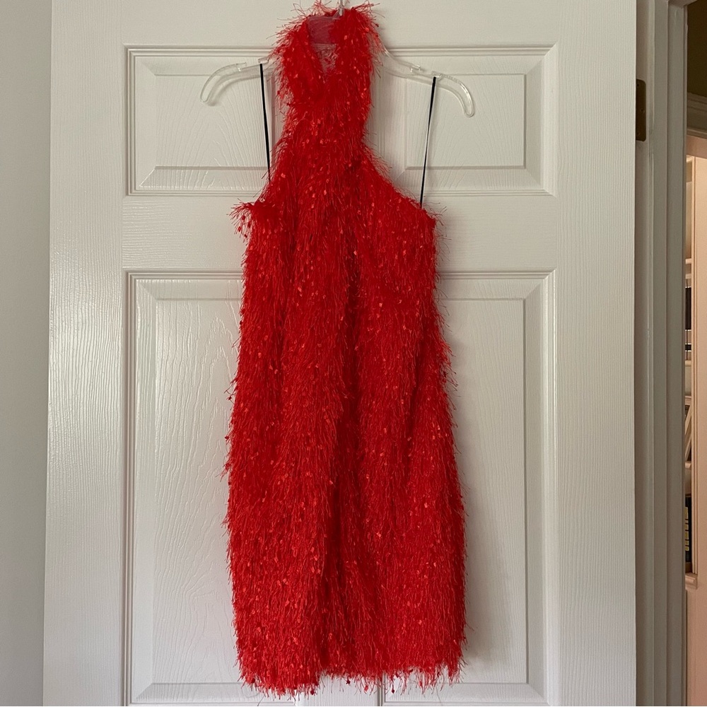 ✨NWT Zara Fuzzy Orange Dress